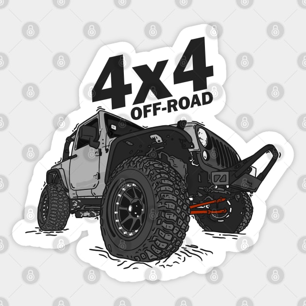 4x4 Off Road Jeep Grey Sticker by 4x4 Sketch